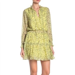 NSR Yellow Floral Ruffled Mini Dress